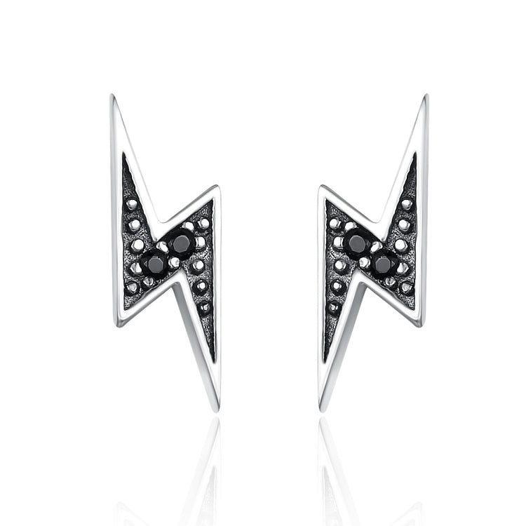 Boucles d'oreilles clous en argent sterling S925, motif éclair avec diamant pour femme, SCE156