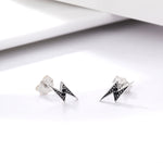 Boucles d'oreilles clous en argent sterling S925, motif éclair avec diamant pour femme, SCE156