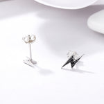Boucles d'oreilles clous en argent sterling S925, motif éclair avec diamant pour femme, SCE156