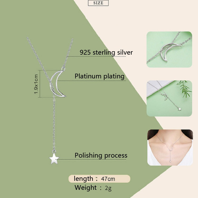 Collier Étoiles Lune en Argent Sterling S925, SCN108