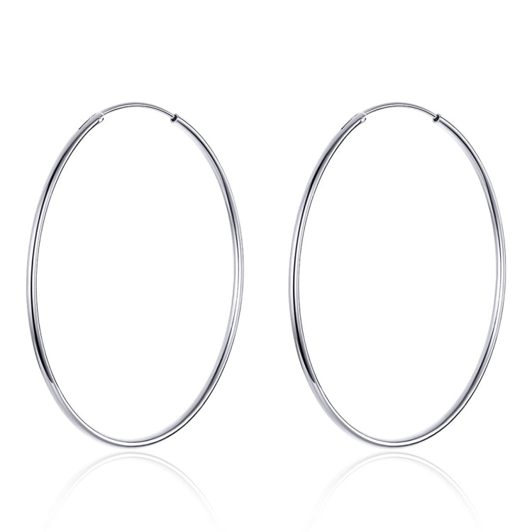Grandes boucles d'oreilles cercle simples en argent sterling plaqué platine S925, SCE711
