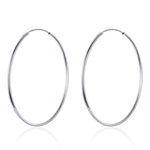 Grandes boucles d'oreilles cercle simples en argent sterling plaqué platine S925, SCE711