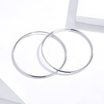 Grandes boucles d'oreilles cercle simples en argent sterling plaqué platine S925, SCE711