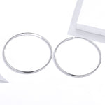 Grandes boucles d'oreilles cercle simples en argent sterling plaqué platine S925, SCE711