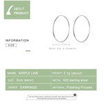 Grandes boucles d'oreilles cercle simples en argent sterling plaqué platine S925, SCE711