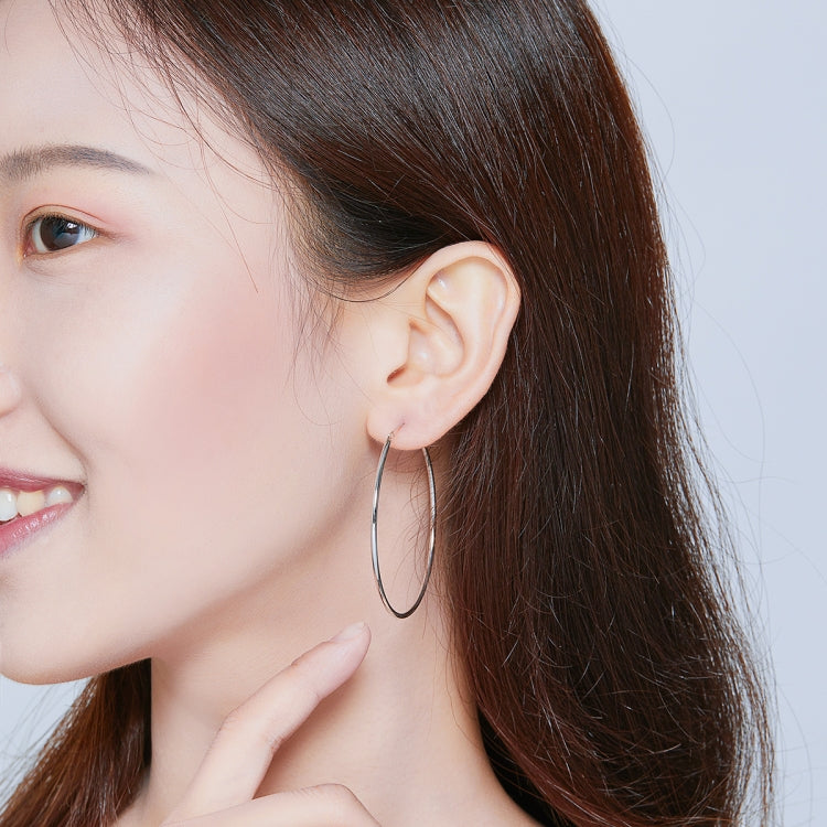 Grandes boucles d'oreilles cercle simples en argent sterling plaqué platine S925, SCE711