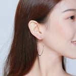 Grandes boucles d'oreilles cercle simples en argent sterling plaqué platine S925, SCE711