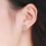 Boucles d'oreilles animaux en argent sterling S925, boucles d'oreilles en argent uni avec bouledogue, SCE283