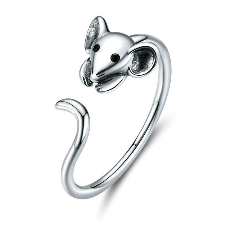 Bague ouverte en argent sterling S925, motif rat du zodiaque chinois du Nouvel An, SCR632