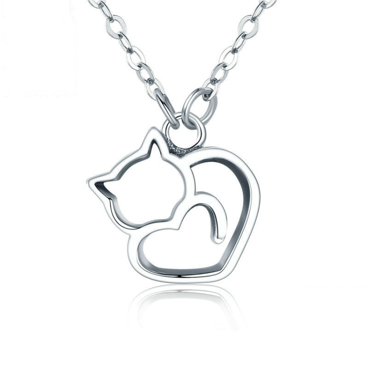 Collier pour femme en argent sterling S925 avec pendentif chat mignon et zircon incrusté, SCN188