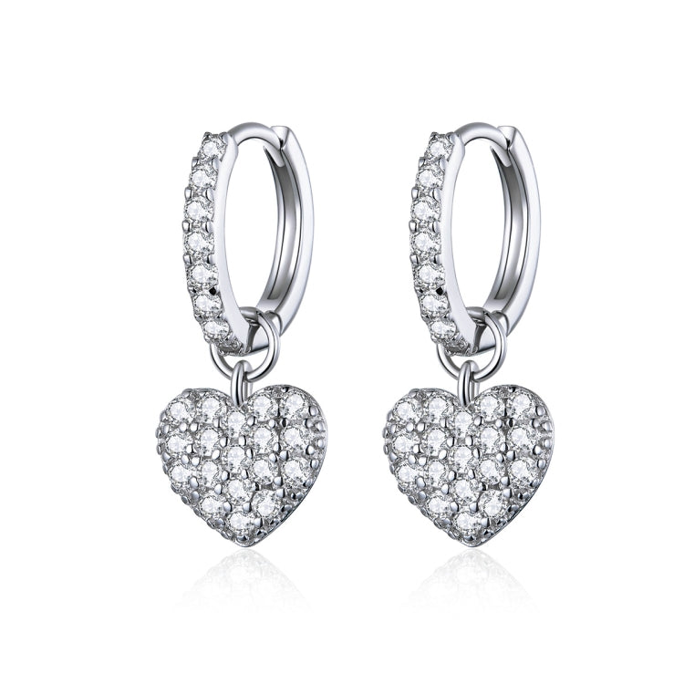 Boucles d'oreilles en forme de cœur, clous d'oreilles en zircon en argent sterling S925, SCE821
