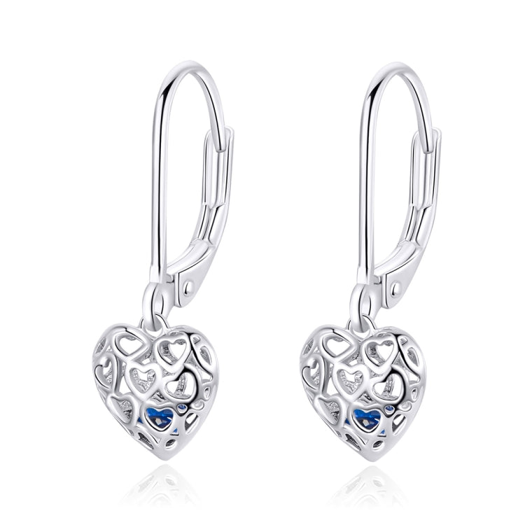 Boucles d'oreilles clous en argent sterling S925, creuses en forme de cœur, simples et plaquées platine, SCE746