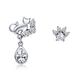 Boucles d'oreilles rétro pour femme en argent sterling S925 motif chat, SCE424