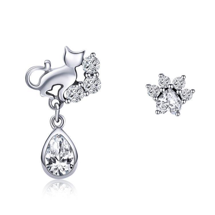 Boucles d'oreilles rétro pour femme en argent sterling S925 motif chat, SCE424
