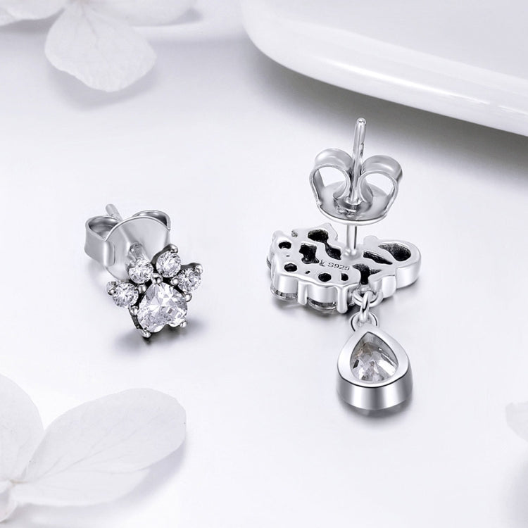 Boucles d'oreilles rétro pour femme en argent sterling S925 motif chat, SCE424