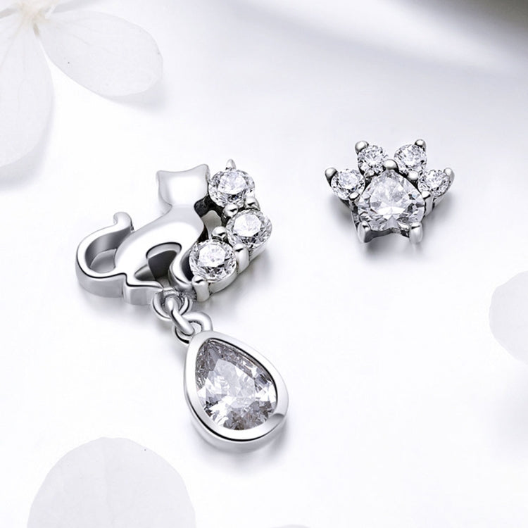 Boucles d'oreilles rétro pour femme en argent sterling S925 motif chat, SCE424