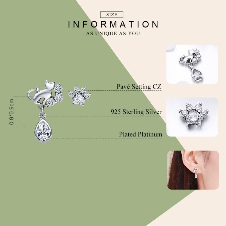 Boucles d'oreilles rétro pour femme en argent sterling S925 motif chat, SCE424