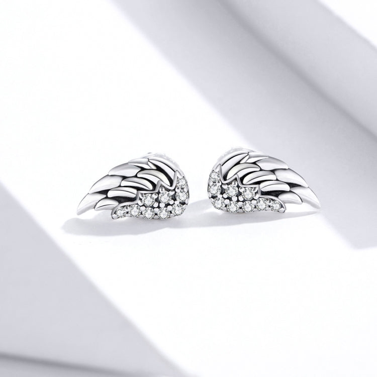 Boucles d'oreilles ailes en argent sterling S925, boucles d'oreilles fantaisie, SCE882