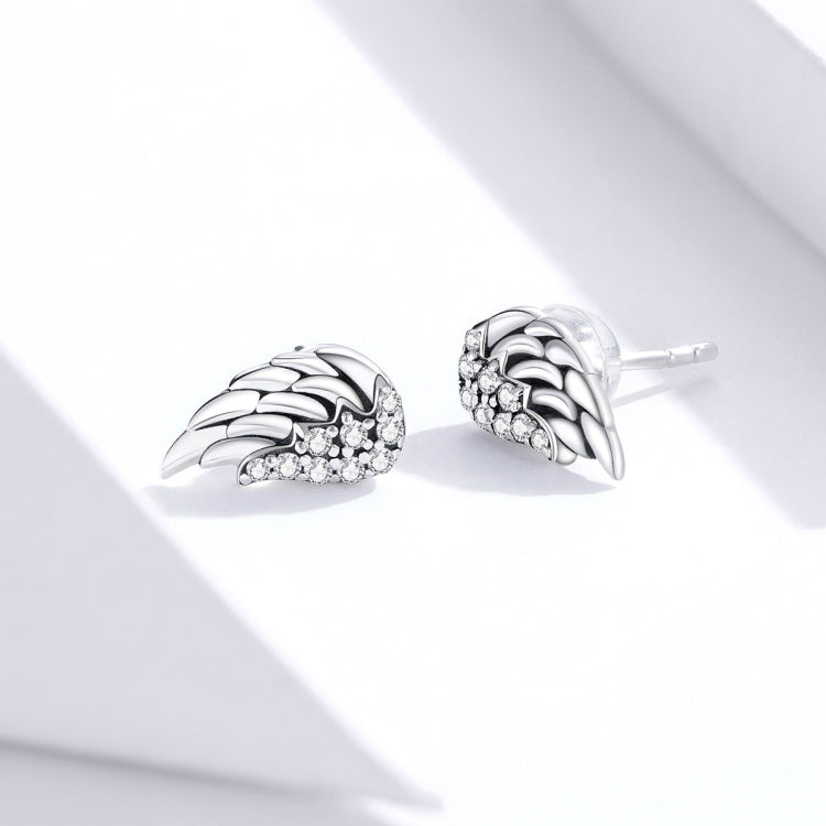 Boucles d'oreilles ailes en argent sterling S925, boucles d'oreilles fantaisie, SCE882