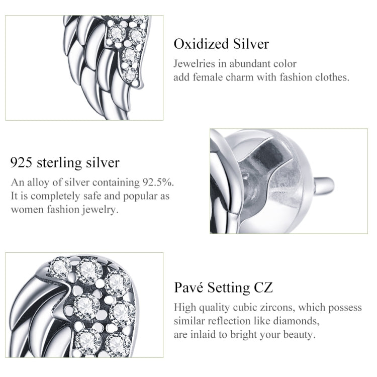 Boucles d'oreilles ailes en argent sterling S925, boucles d'oreilles fantaisie, SCE882