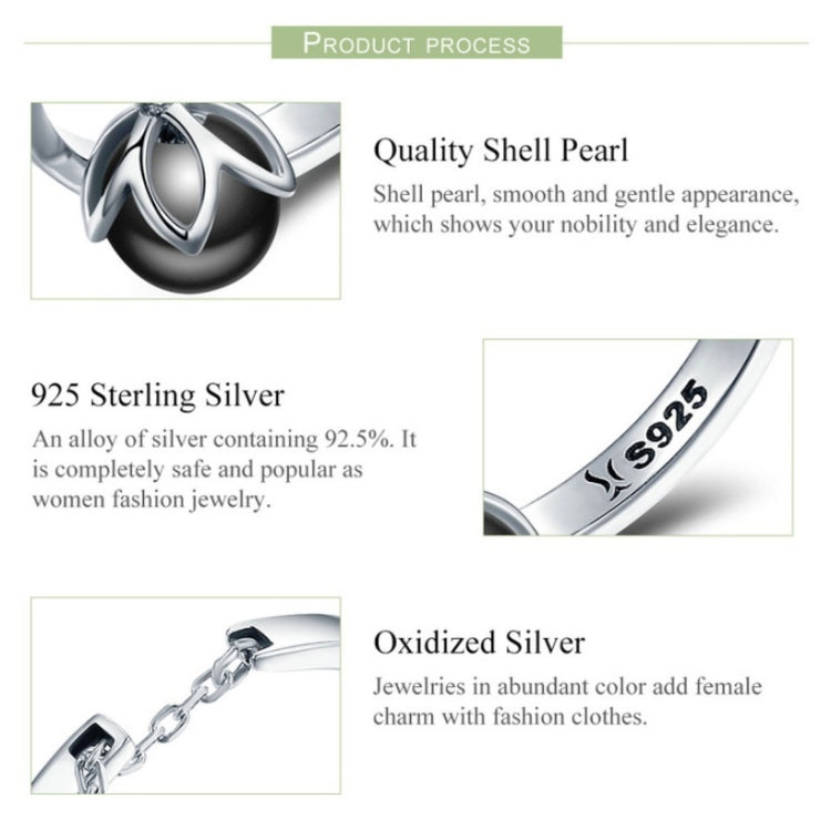 Bague en argent sterling S925 avec perle ouverte, SCR314