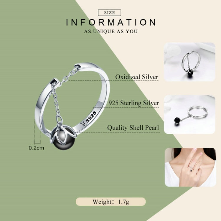 Bague en argent sterling S925 avec perle ouverte, SCR314