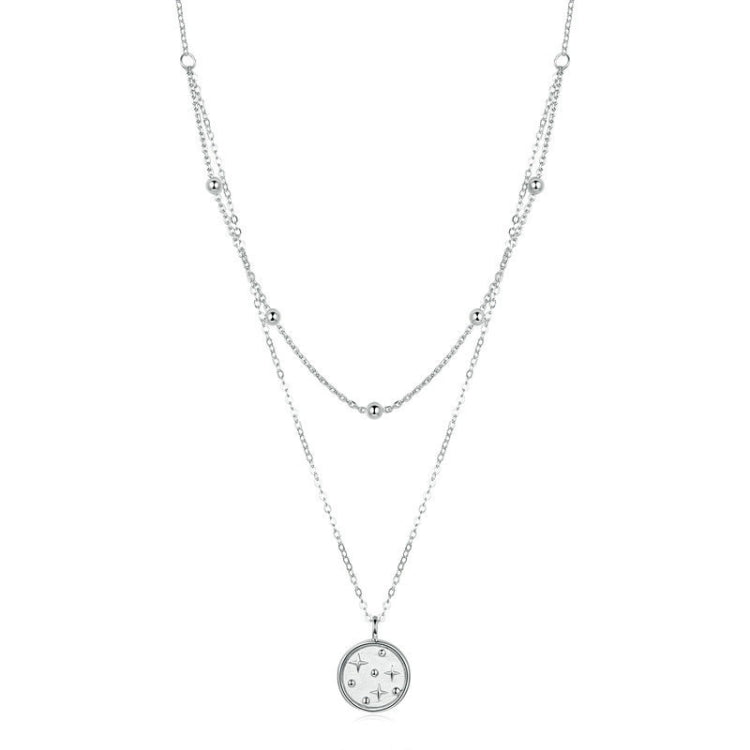 Collier en argent sterling S925 plaqué platine double couche petite étoile, couleur argent clair, SCN365