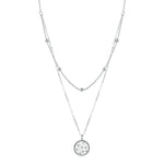Collier en argent sterling S925 plaqué platine double couche petite étoile, couleur argent clair, SCN365