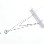 Collier en argent sterling S925 plaqué platine double couche petite étoile, couleur argent clair, SCN365