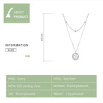 Collier en argent sterling S925 plaqué platine double couche petite étoile, couleur argent clair, SCN365