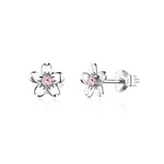 Boucles d'oreilles fleur en argent sterling S925, zircon simple et élégant, SCE784