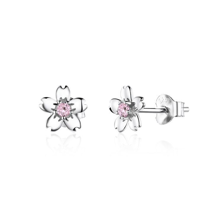 Boucles d'oreilles fleur en argent sterling S925, zircon simple et élégant, SCE784