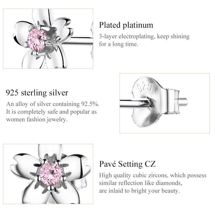 Boucles d'oreilles fleur en argent sterling S925, zircon simple et élégant, SCE784