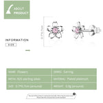 Boucles d'oreilles fleur en argent sterling S925, zircon simple et élégant, SCE784