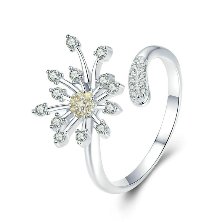 Bague pour Femme en Argent Sterling S925 Anneau Pissenlit Amour Diamant