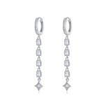 Boucles d'oreilles longues en argent sterling S925 plaqué platine avec zircon, SCE583