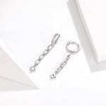 Boucles d'oreilles longues en argent sterling S925 plaqué platine avec zircon, SCE583