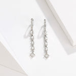 Boucles d'oreilles longues en argent sterling S925 plaqué platine avec zircon, SCE583