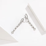 Boucles d'oreilles longues en argent sterling S925 plaqué platine avec zircon, SCE583