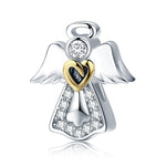 Pendentif Ange Gardien en Argent Sterling S925 avec Diamant, Bijoux Bricolage, Accessoires pour Bracelet