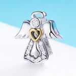 Pendentif Ange Gardien en Argent Sterling S925 avec Diamant, Bijoux Bricolage, Accessoires pour Bracelet