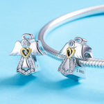 Pendentif Ange Gardien en Argent Sterling S925 avec Diamant, Bijoux Bricolage, Accessoires pour Bracelet