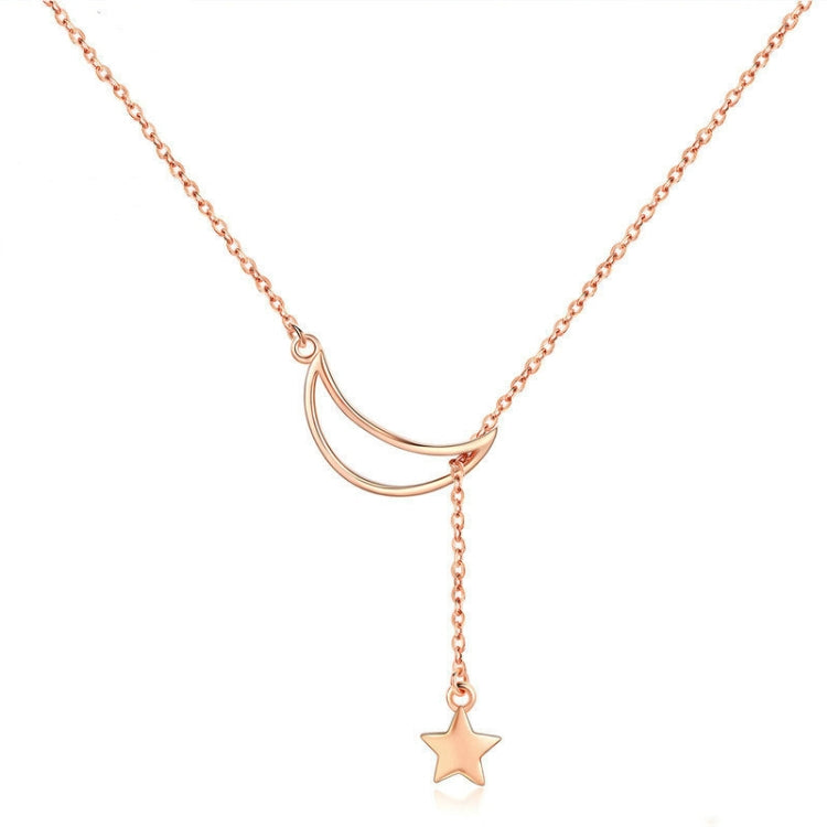 Collier en Argent Sterling S925 Plaqué Or Rose Étoile Lune, SCN108-C