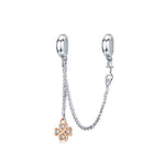 Chaîne de sécurité trèfle plaquée platine en argent sterling S925, accessoires de bracelet DIY, SCC1261