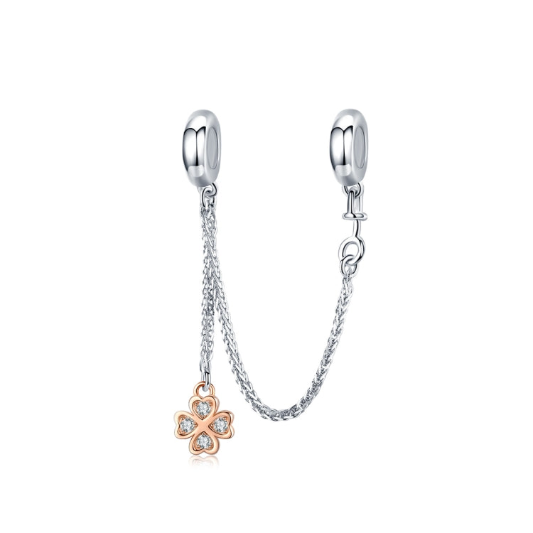 Chaîne de sécurité trèfle plaquée platine en argent sterling S925, accessoires de bracelet DIY, SCC1261