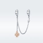 Chaîne de sécurité trèfle plaquée platine en argent sterling S925, accessoires de bracelet DIY, SCC1261