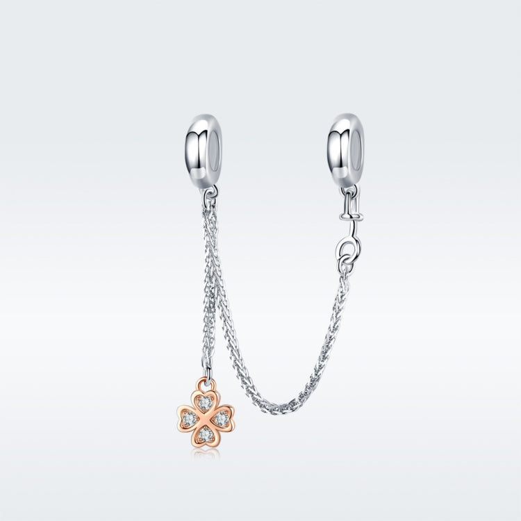 Chaîne de sécurité trèfle plaquée platine en argent sterling S925, accessoires de bracelet DIY, SCC1261