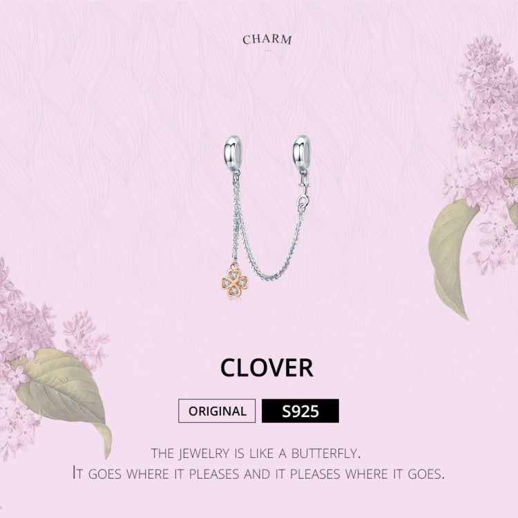 Chaîne de sécurité trèfle plaquée platine en argent sterling S925, accessoires de bracelet DIY, SCC1261