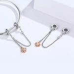 Chaîne de sécurité trèfle plaquée platine en argent sterling S925, accessoires de bracelet DIY, SCC1261