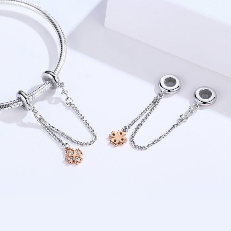 Chaîne de sécurité trèfle plaquée platine en argent sterling S925, accessoires de bracelet DIY, SCC1261